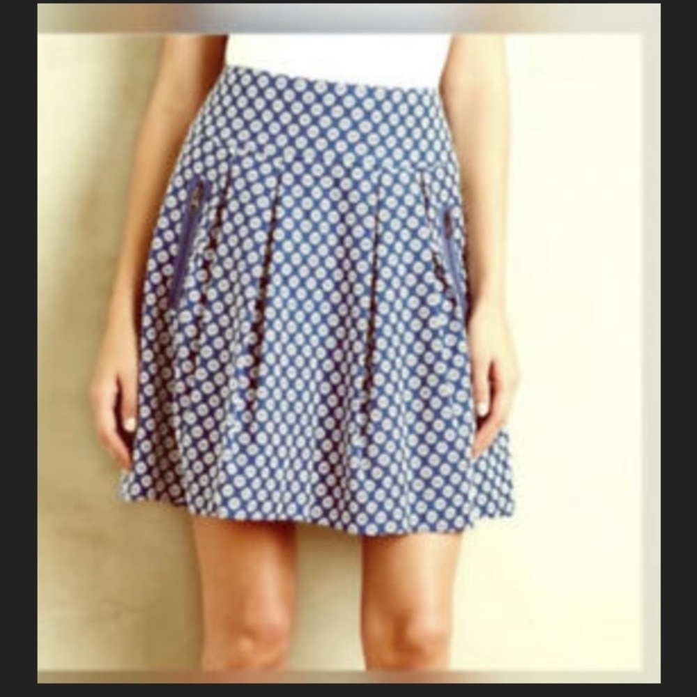 Anthropologie Maeve pleated blue medallion skirt. Size 2.